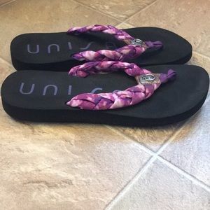 Unisa Purple Tie Dye Braided Thong Flip Flops